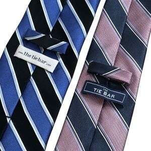 The Tie Bar Lot of 2 Striped Men Silk Neck Ties